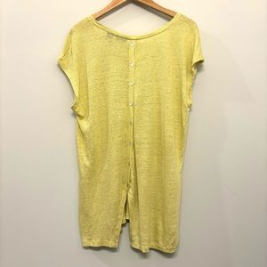 Tahari 100% Linen Buttons Back Yellow Coastal Sleeveless Top Tunic Women’s XL‎